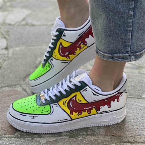 Nike Air Force One Custom Cartoon Verde Llab Scarpe Personalizzate