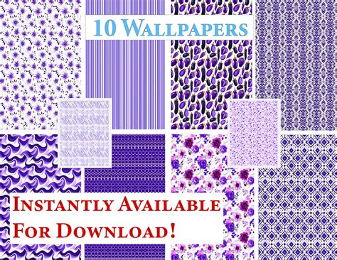 10 Printable Dollhouse Wallpaper Digital Download 1 12 Scale Purple