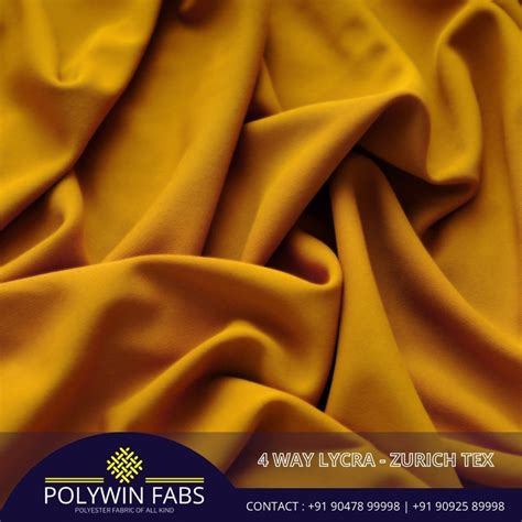 Way Lycra Zurich Tex Polyester Fabric Print Solid Color Mustard