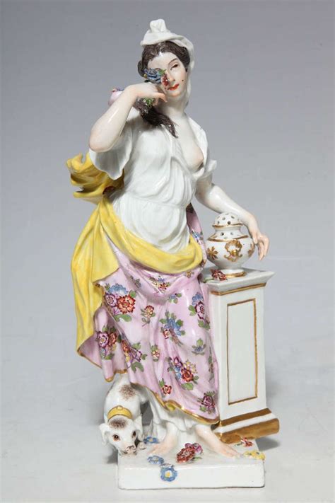 Pair Of 18th Century Meissen Porcelain Figurines Of The Sense Meissen