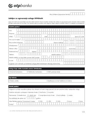 Fillable Online Otpbanka Zahtjev Za Ugovaranje Usluge OTPdirekt Fax