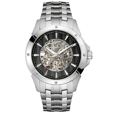 Bulova 96A170 Mens Skeleton Black Automatic Watch