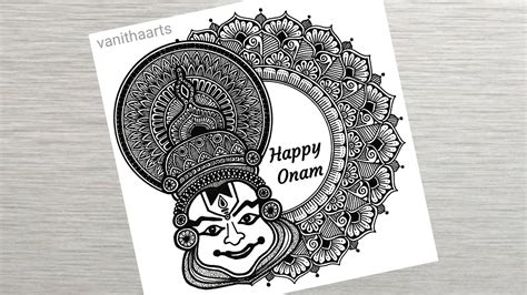 How To Draw Mandala Art Of Kathakali Onam Mandala Art Onam Festival