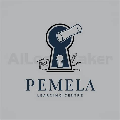 Logo Design For Pemela Learning Centre Deep Blue Keyhole With Book