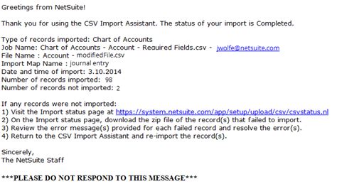 NetSuite Applications Suite Checking CSV Import Status