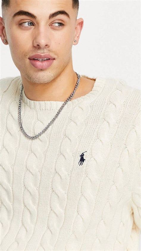 Polo Ralph Lauren Cable Knit Sweater In Cream Mens Fashion Tops