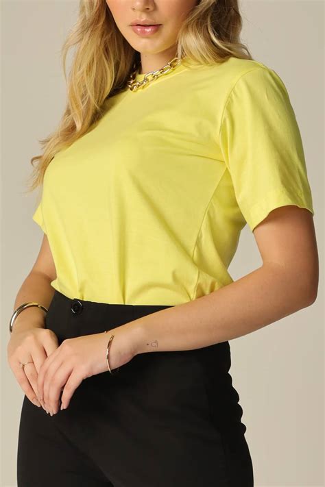 T Shirt Lisa Amarelo Fluorescence Valentt Fabrica De Moda