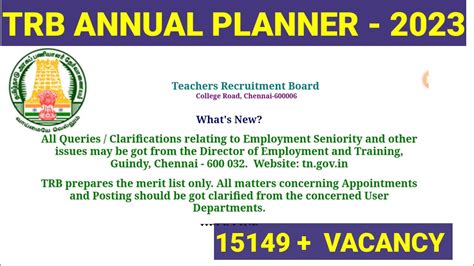 Vacancy Trb Annual Planner Youtube