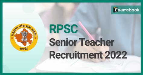 Rpsc Senior Teacher Recruitment Apply Online For Vacancies