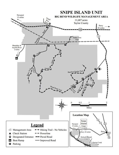 Snipe Island Unit - Big Bend Wildlife Management Area | Hiking trail maps, Big bend, Location map