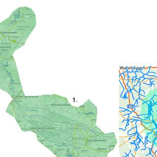 Map with the exemplary in the Region of Lusatia derived and within the ...