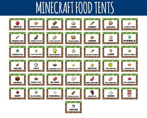 Minecraft Food Labels Minecraft Food Tents Birthday Party Buffet