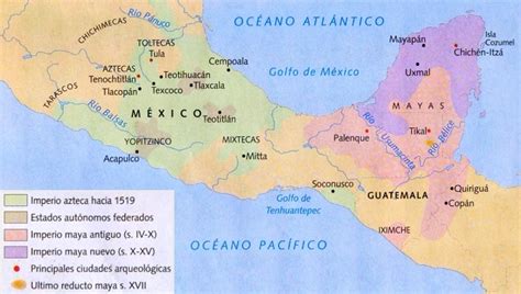 Mapa De Mesoamérica Culturas Prehispánicas Tikal Cozumel Maps Aztec