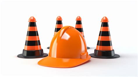 Orange Traffic Cones And Cones Background D Render Constuction Fence