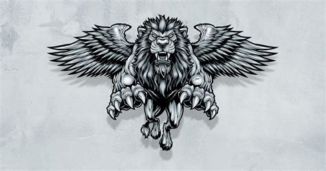 WINGED LION on Behance Lion Chest Tattoo, Mens Lion Tattoo, Chest Piece ...