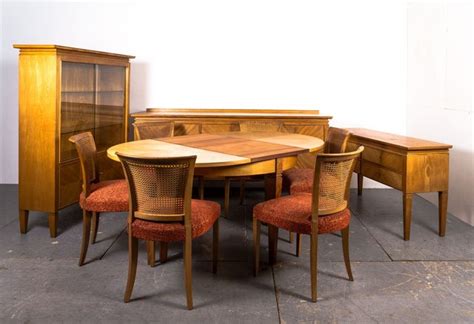 Art Deco Dining Table and Chairs by Bruno Poul for Veb Werkstätten