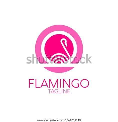 Pink Flamingo Logo Template Bird Vector เวกเตอร์สต็อก ปลอดค่า