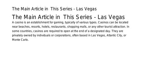 The Main Article in คาสโนออนไลน This Series Las Vegasxgwnb pdf pdf