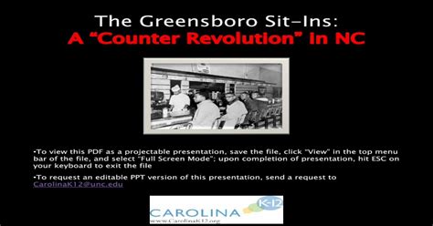 The Greensboro Sit Ins · 2016 12 20 · The Greensboro Sit In July 26 1960 • Finally On July 26