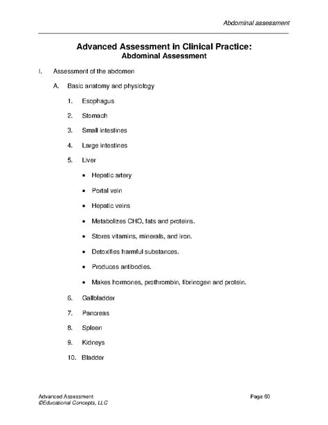 Advanced Assessment In Clinical Practice Abdominal Assessment