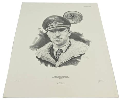 WorldWarCollectibles German Litho Print of LW Flight Ace Werner Mölders