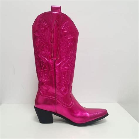 Metallic Hot Pink Cowboy Boots💗 Perfect For Depop