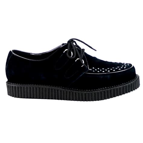 Rockabilly Mens Black Suede Creeper Loafer - Gothic Shoes for Men