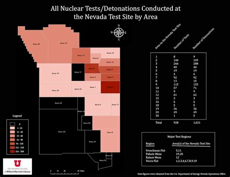 All Nuclear Testsdetonations Conducted At The Nevada Test Site By Area