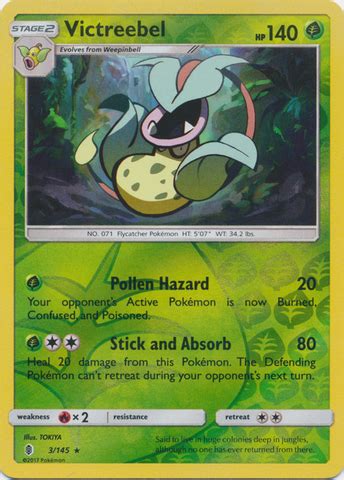 Victreebel 3 145 Rare Reverse Holo Pokemon Singles Sun Moon