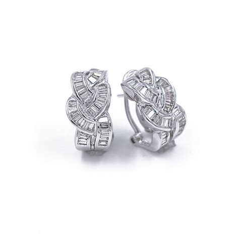 White Gold Diamond Baguette Earrings | Rocky Mountain Gold & Silver ...