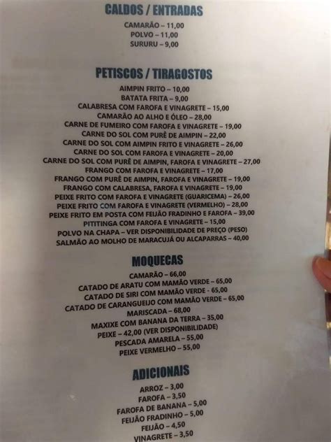 Menu em Cantinho da Jô restaurante Salvador Vila Brandão