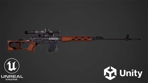 3D model SVD Dangerous Sniper Rifle VR / AR / low-poly | CGTrader