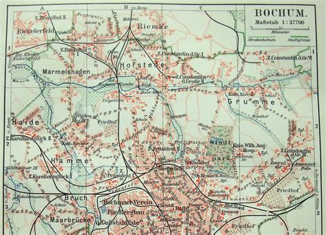 Bochum Germany Original 1910 City Map by Meyers. Antique - Etsy