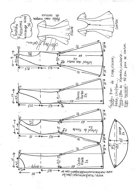 Vestido Evasê Com Recortes E Manga Sino Diy Molde Corte E Costura