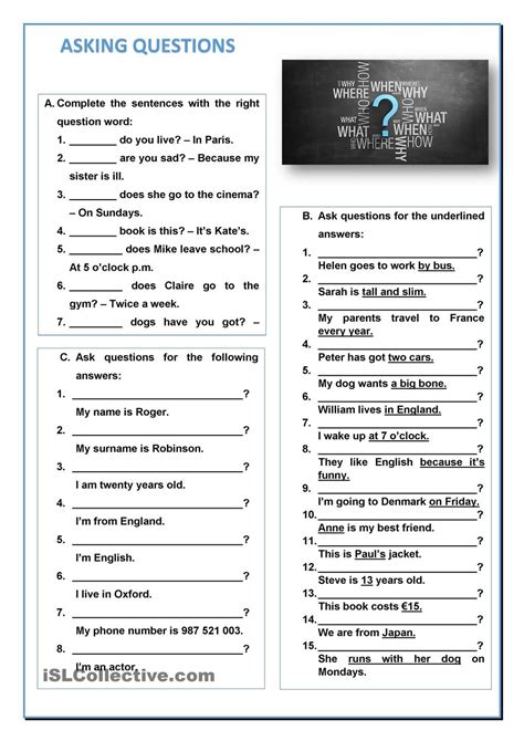 Esl Asking Questions Worksheet Worksheet Educational Ideas