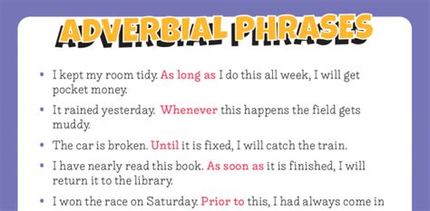 Ks2 Adverbial Phrases Model Sentences For Reference Display And