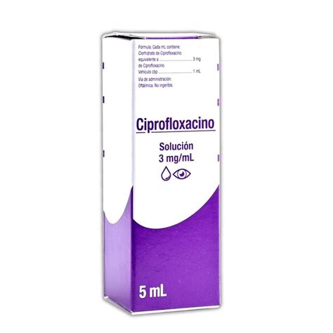 CIPROFLOXACINO 3MG ML FRASCO CON 5ML GOTAS OFTALMICAS 48 OFF