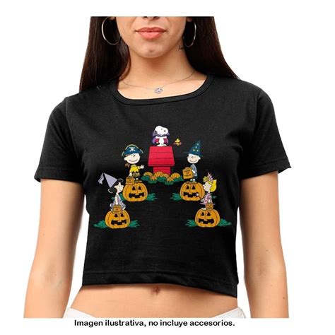 Playera Peanuts Talla Eg Manga Corta Con Estampado De Snoopy Negro