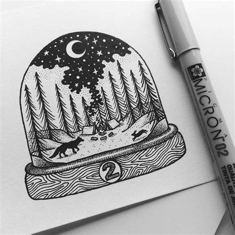 Snow Globe Sketch at PaintingValley.com | Explore collection of Snow ...