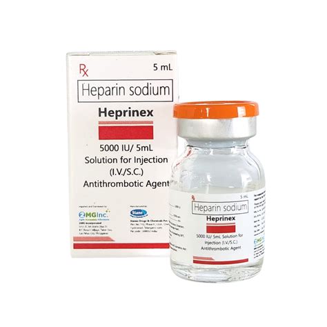 Heparin 5000IU 5mL Heprinex By 2MG Incorporated At Best Price