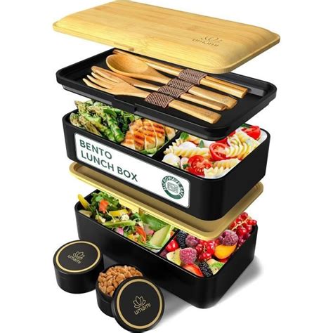 Bento Lunch Box Pots Sauce Couverts En Bois Inclus Lunchbox