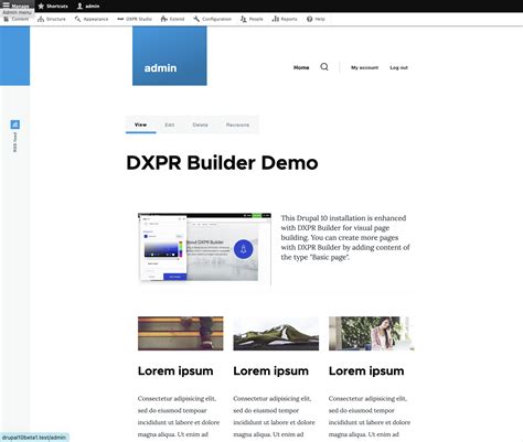 Dxpr Simple Lightweight No Code Drupal Demo Site Drupal Org