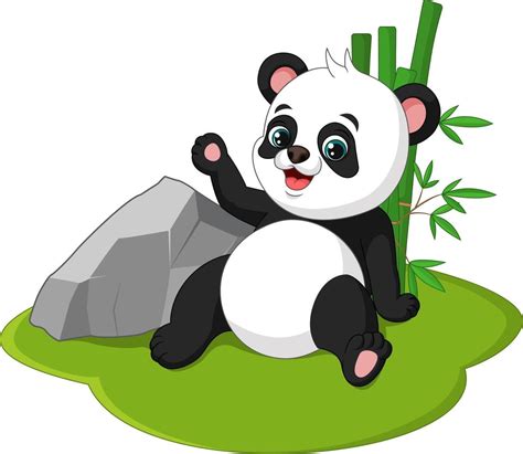 Cute Baby Panda Cartoon Sitting In Grass 5112861 Vector Art At Vecteezy