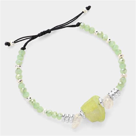 Ab Aurora Borealis Natural Stone Beaded Cinch Pull Tie Bracelet