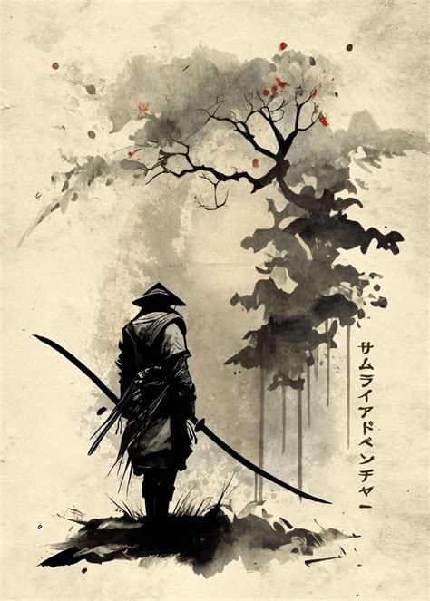 'Samurai Journey' Poster, picture, metal print, paint by MCAshe Art | Displate | Japanese art ...