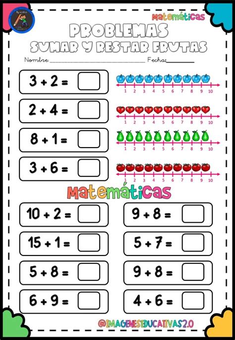 Problemas Sumar Y Restar Frutas Recta NÚmerica Imagenes Educativas