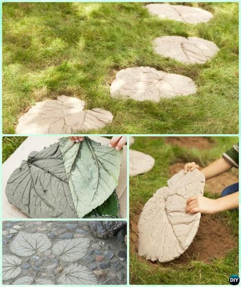 DIY Concrete Leaf Stepping Stone Instruction DIY Big Rhubarb Leaf