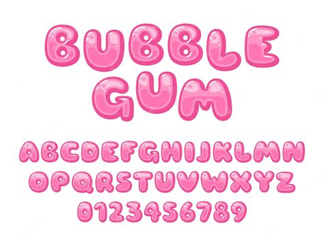 Premium Vector Bubble Gum Font Pink Sweet Candy Latin Alphabet Kids