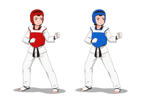 Premium Vector | Cartoon character of taekwondo girl.