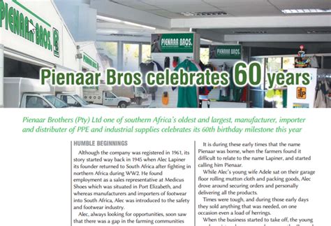 Pienaar Bros celebrates 60 years. - The Safety First Association